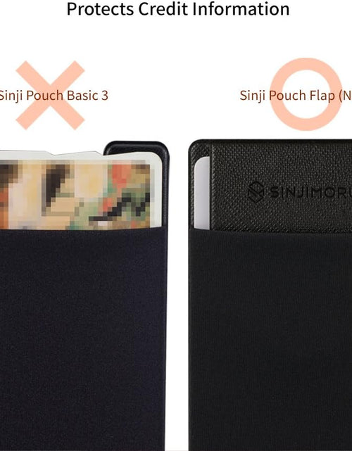 Load image into Gallery viewer, Secure Card Holder for Back of Phone, Stretchy Fabric Cell Phone Wallet Stick on Credit Card Case for Iphone &amp; Android. Sinji Pouch Flap Black
