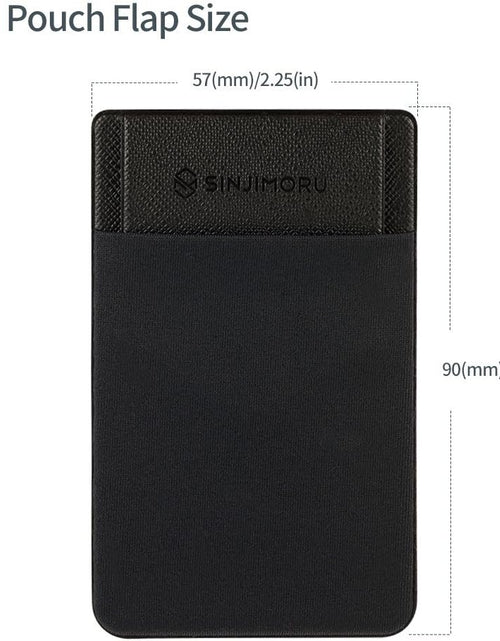 Load image into Gallery viewer, Secure Card Holder for Back of Phone, Stretchy Fabric Cell Phone Wallet Stick on Credit Card Case for Iphone &amp; Android. Sinji Pouch Flap Black
